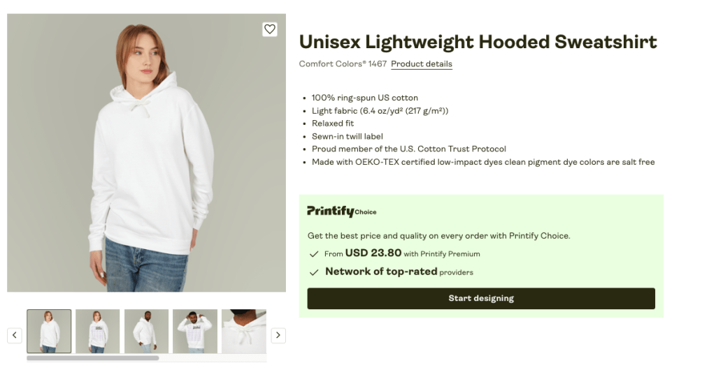 Unisex Lightweight Hooded Sweatshirt